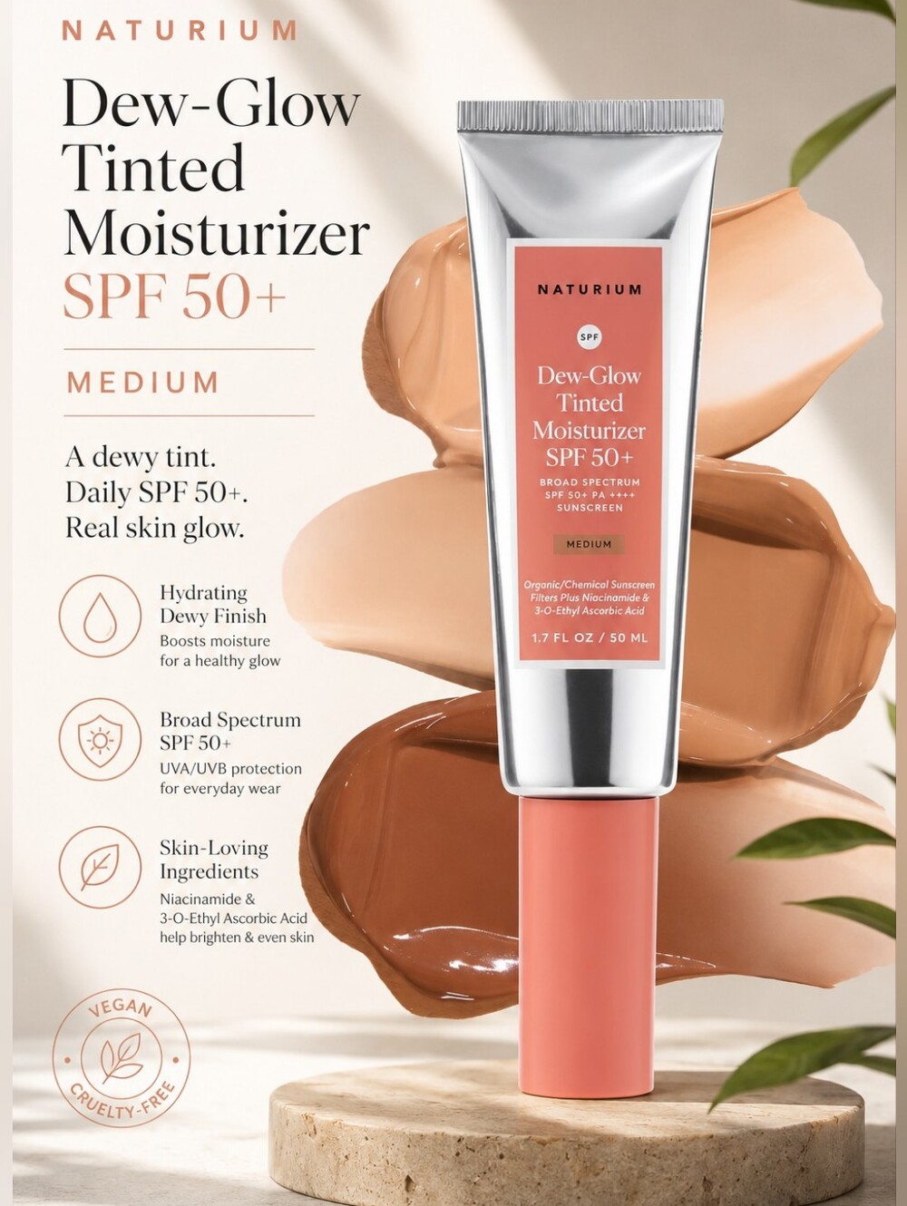 Naturium Dew-Glow Tinted Moisturizer SPF 50+ Medium
